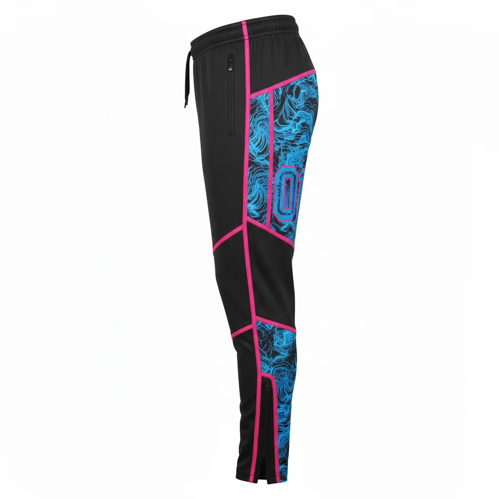 Custom Esports Esports Pant - Blue - Perf Pants All Blacks Electric Hot Pink - Side View - HAMCO Sports Inc.