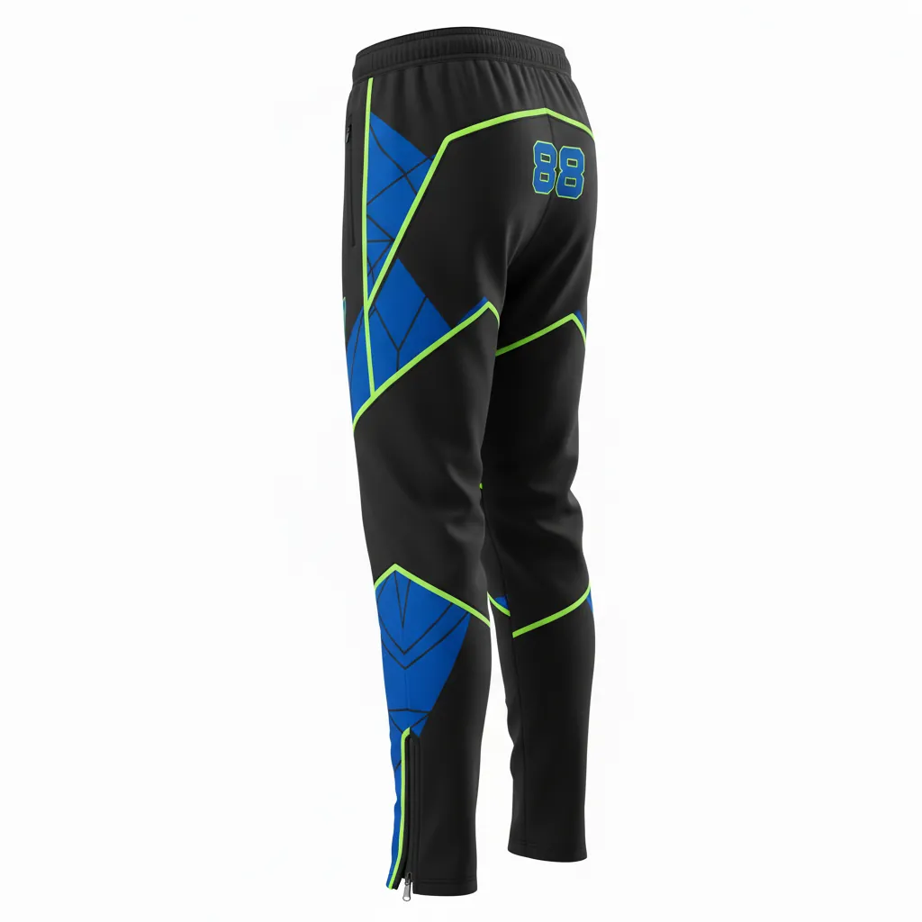 Custom Esports Esports Pant - Blue, Green - Perf Pants All Blacks Electric Neon - Back View - HAMCO Sports Inc.