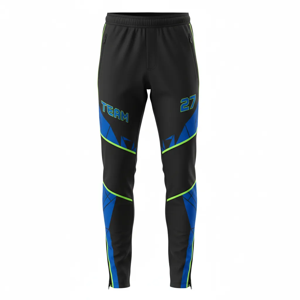 Custom Esports Esports Pant - Blue, Green - Perf Pants All Blacks Electric Neon - Front View - HAMCO Sports Inc.