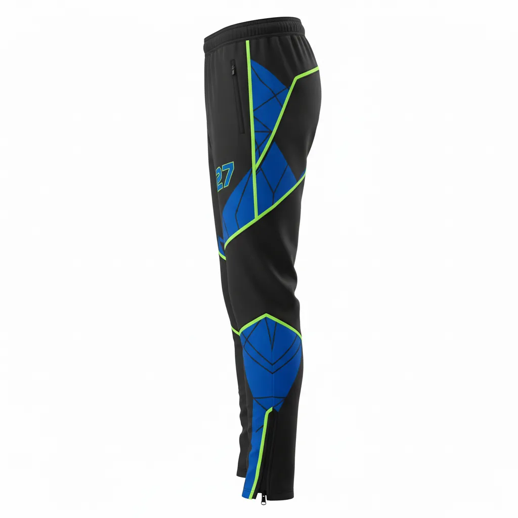 Custom Esports Esports Pant - Blue, Green - Perf Pants All Blacks Electric Neon - Side View - HAMCO Sports Inc.