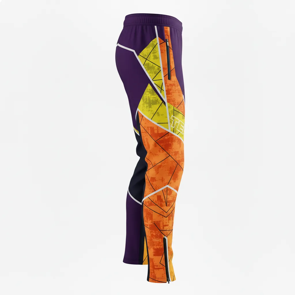 Custom Esports Esports Pant - Orange, Silver - Perf Pants All Blacks Flame - Side View - HAMCO Sports Inc.