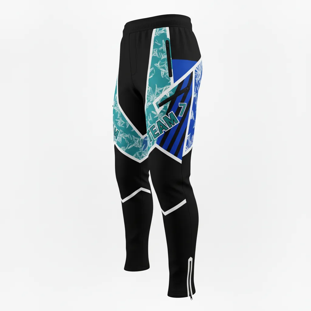 Custom Esports Esports Pant - White - Perf Pants All Blacks Teal - Side View - HAMCO Sports Inc.