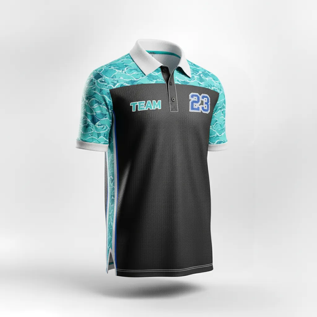 Custom Esports Esports Polo Shirt - White - Polo All Blacks Teal - Front View - HAMCO Sports Inc.