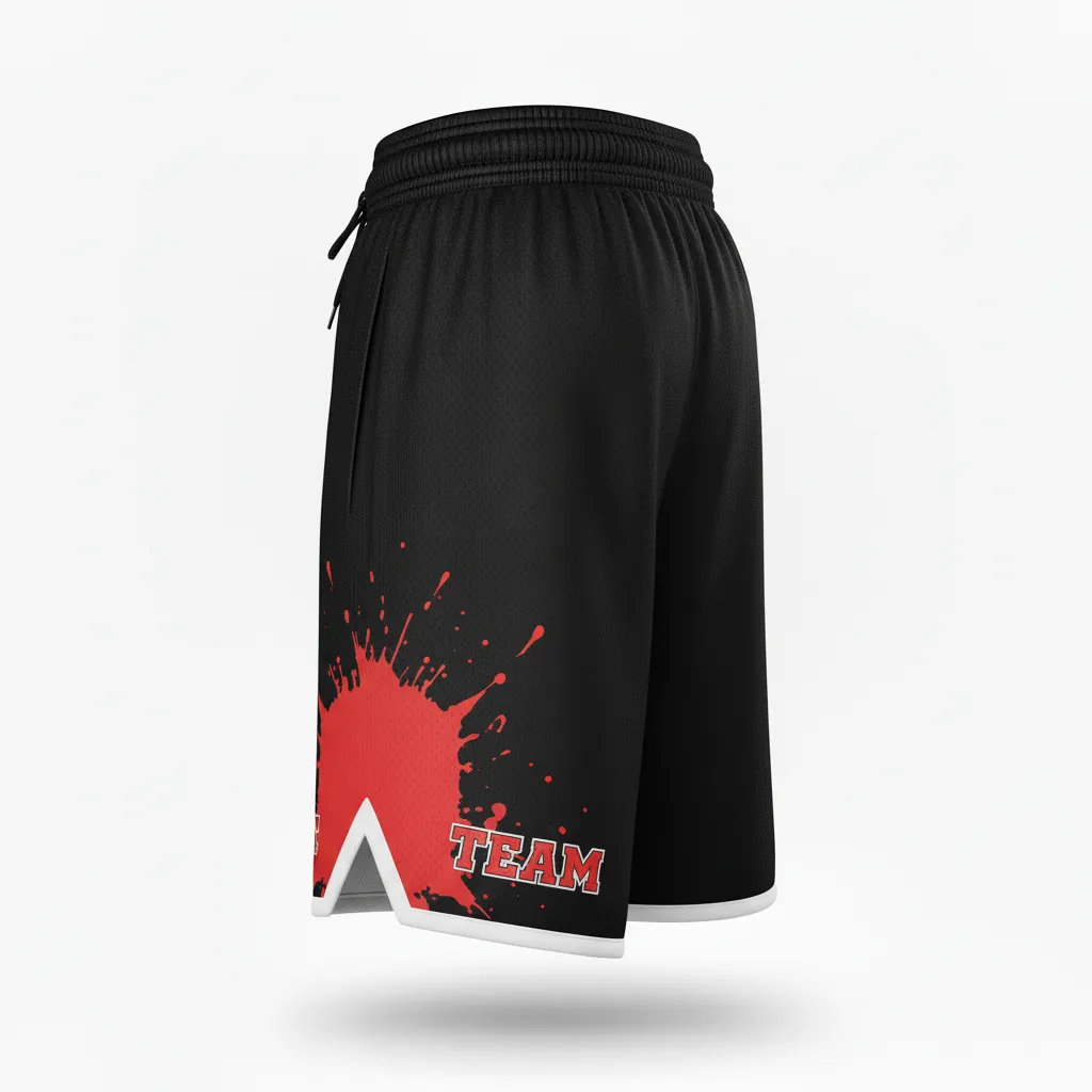 Custom Esports Esports Shorts - Red, White - Perf Shorts All Blacks Athletic - Side View - HAMCO Sports Inc.