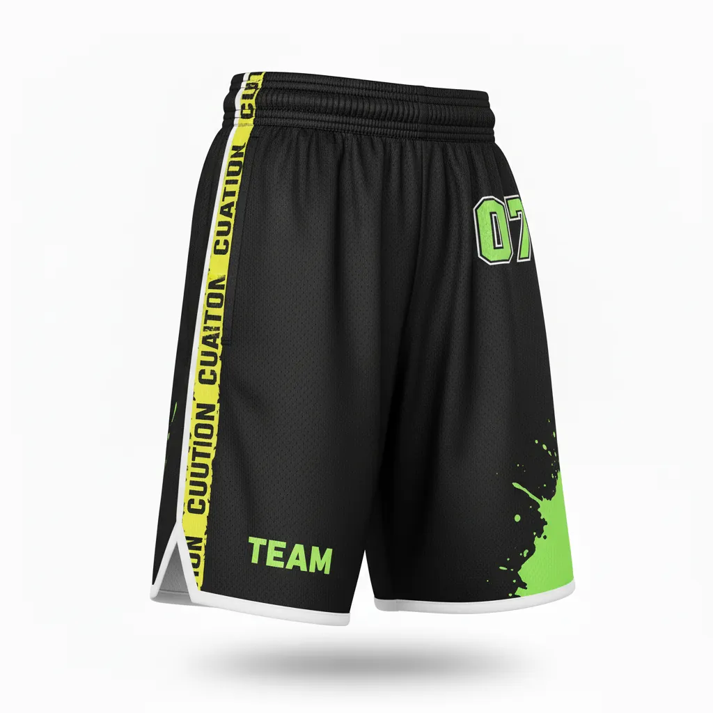 Custom Esports Esports Shorts - Yellow, White - Perf Shorts All Blacks Electric - Front View - HAMCO Sports Inc.