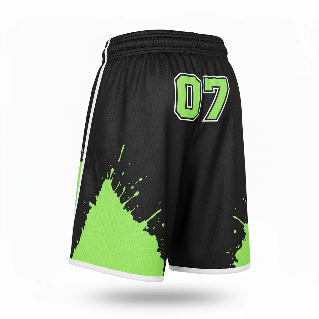 Custom Esports Esports Shorts - Green, White - Perf Shorts All Blacks Neon - Back View - HAMCO Sports Inc.