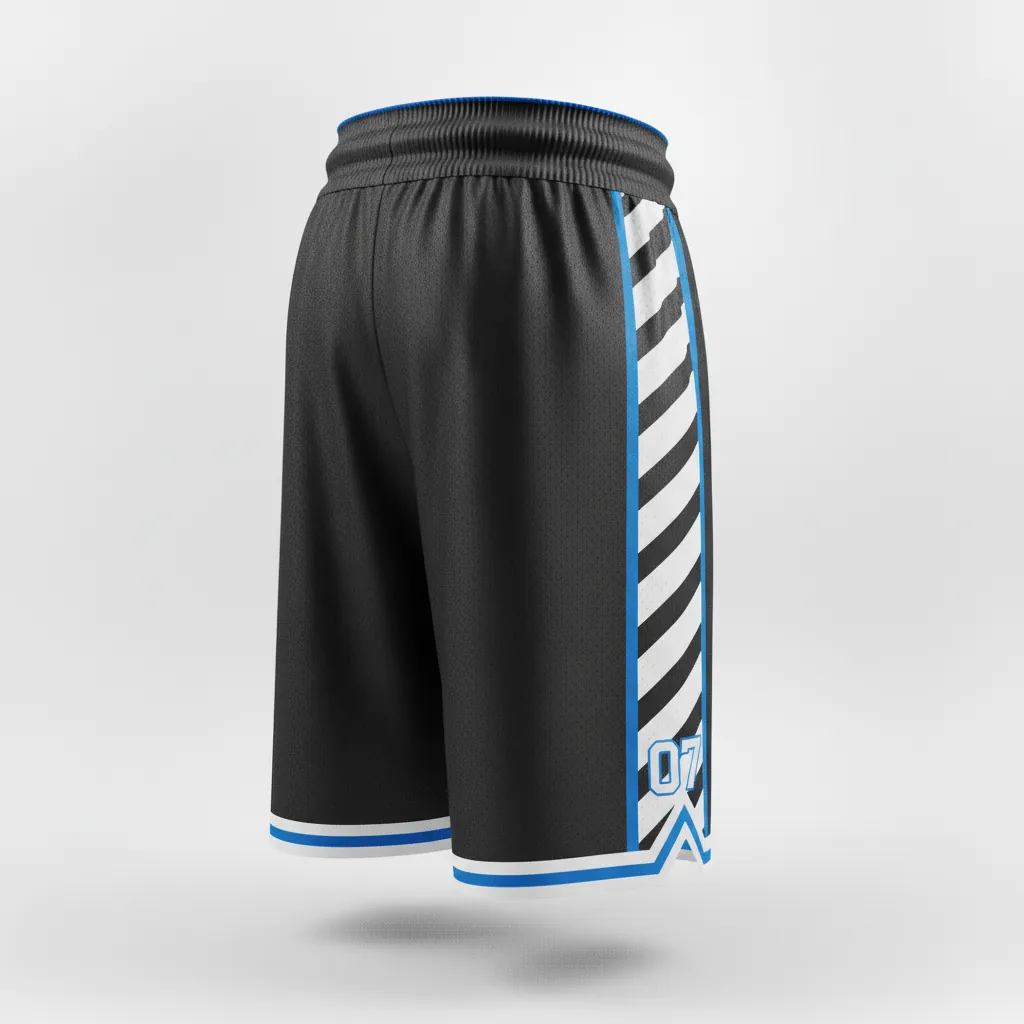 Custom Esports Esports Shorts - White, Blue - Perf Shorts All Blacks Electric - Back View - HAMCO Sports Inc.