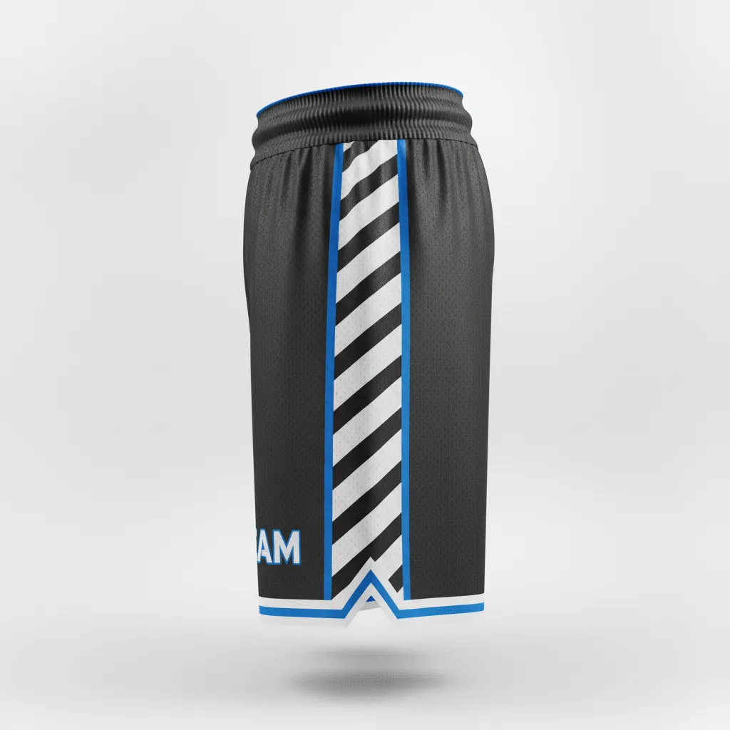 Custom Esports Esports Shorts - White, Blue - Perf Shorts All Blacks Electric - Side View - HAMCO Sports Inc.