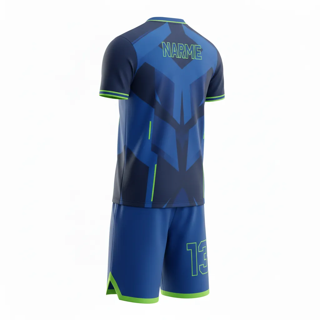 Custom Esports Esports Uniform - Blue, Green - Uniform Set All Blacks Electric Neon - Back View - HAMCO Sports Inc.
