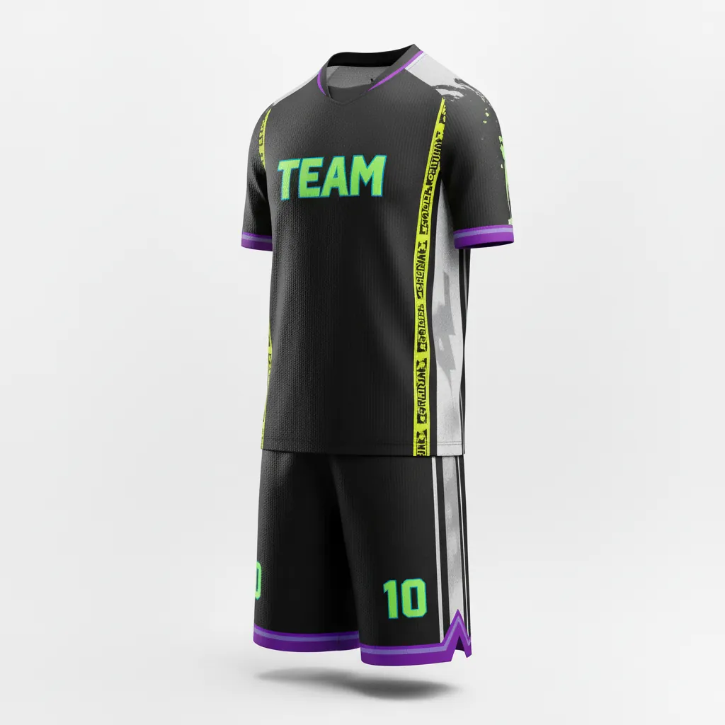 Custom Esports Esports Uniform - Yellow, White - Uniform Set All Blacks Electric - Side View - HAMCO Sports Inc.