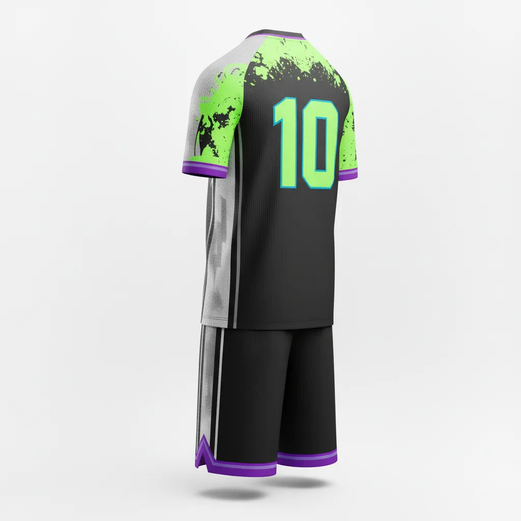Custom Esports Esports Uniform - Green, White - Uniform Set All Blacks Neon - Back View - HAMCO Sports Inc.