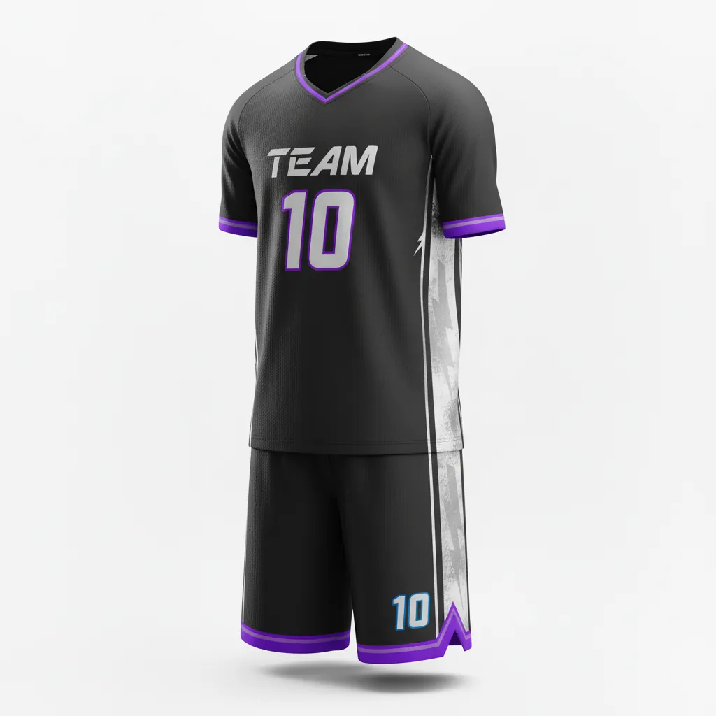 Custom Esports Esports Uniform - Silver, Purple - Uniform Set All Blacks Cyber - Front View - HAMCO Sports Inc.
