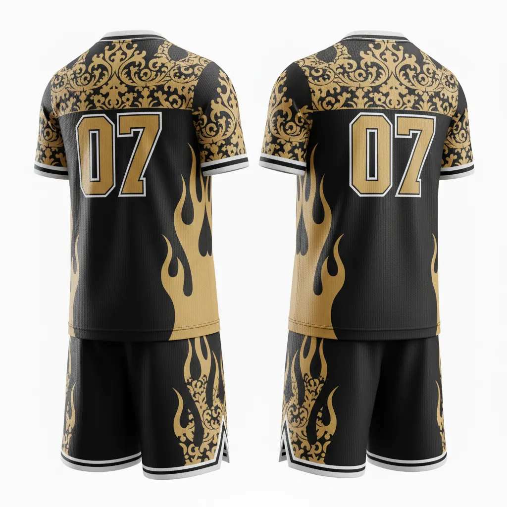 Custom Esports Esports Uniform - Gold, White - Uniform Set All Blacks Vegas - Back View - HAMCO Sports Inc.