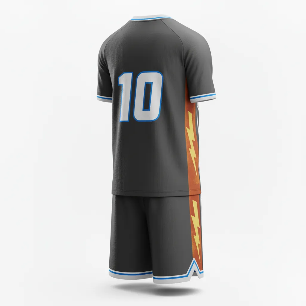 Custom Esports Esports Uniform - White, Blue - Uniform Set All Blacks Electric - Back View - HAMCO Sports Inc.