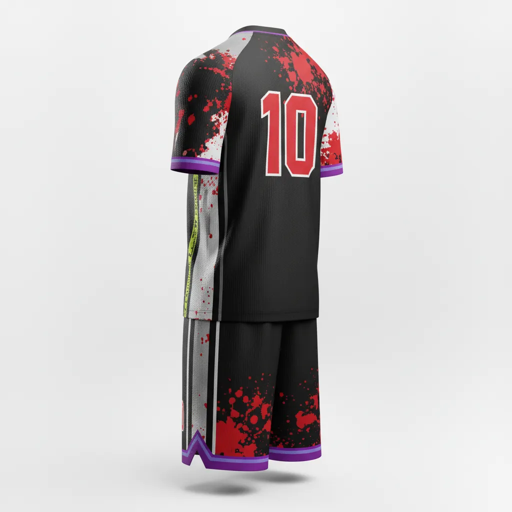 Custom Esports Full Esports Uniform - Red, White - Uniform Set All Blacks Athletic - Back View - HAMCO Sports Inc.
