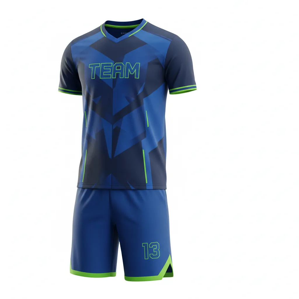 Custom Esports Full Esports Uniform - Blue, Green - Uniform Set All Blacks Electric Neon - Front View - HAMCO Sports Inc.