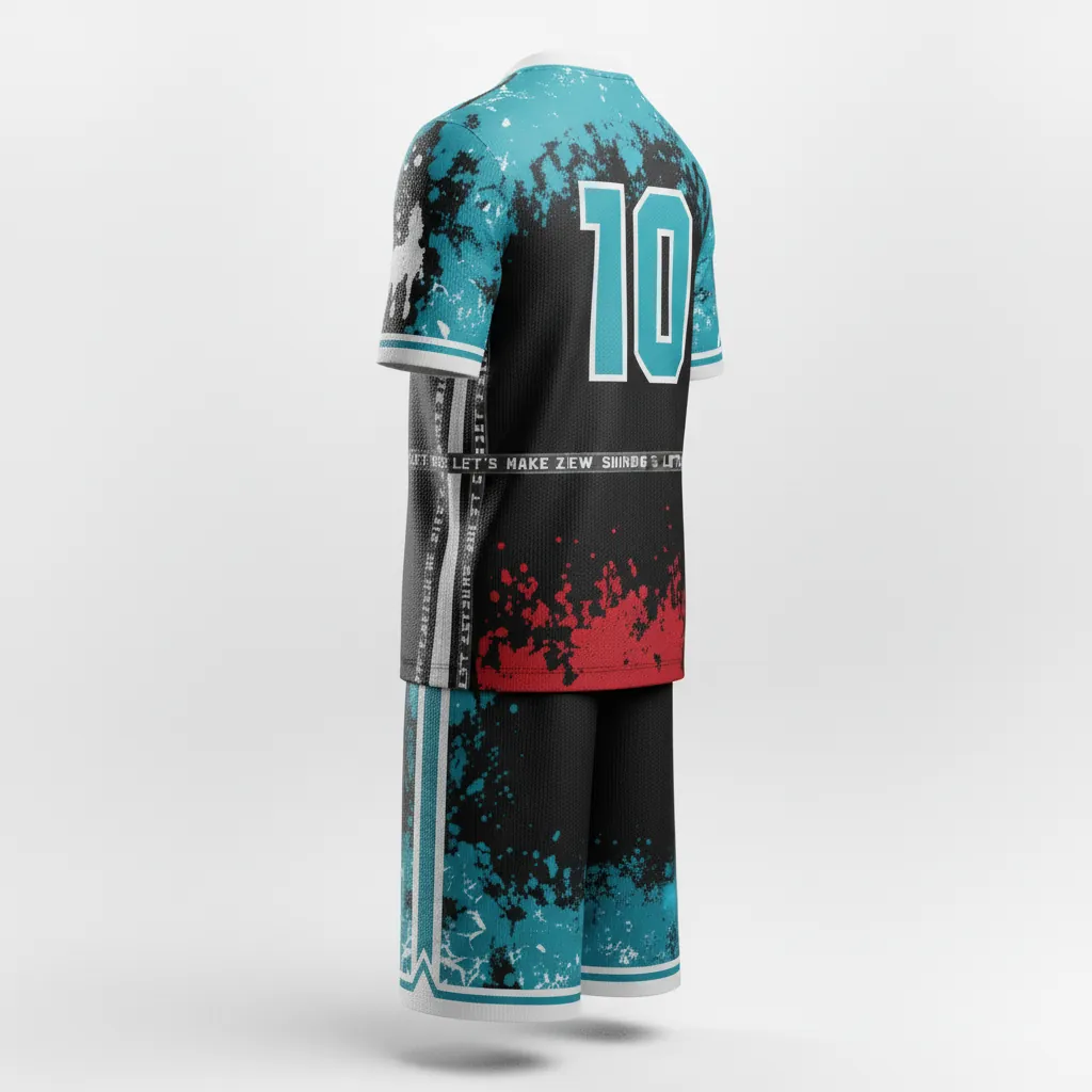 Custom Esports Full Esports Uniform - White - Uniform Set All Blacks Teal - Back View - HAMCO Sports Inc.