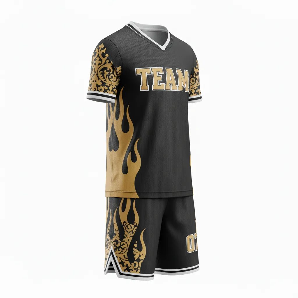 Custom Esports Full Esports Uniform - Gold, White - Uniform Set All Blacks Vegas - Front View - HAMCO Sports Inc.