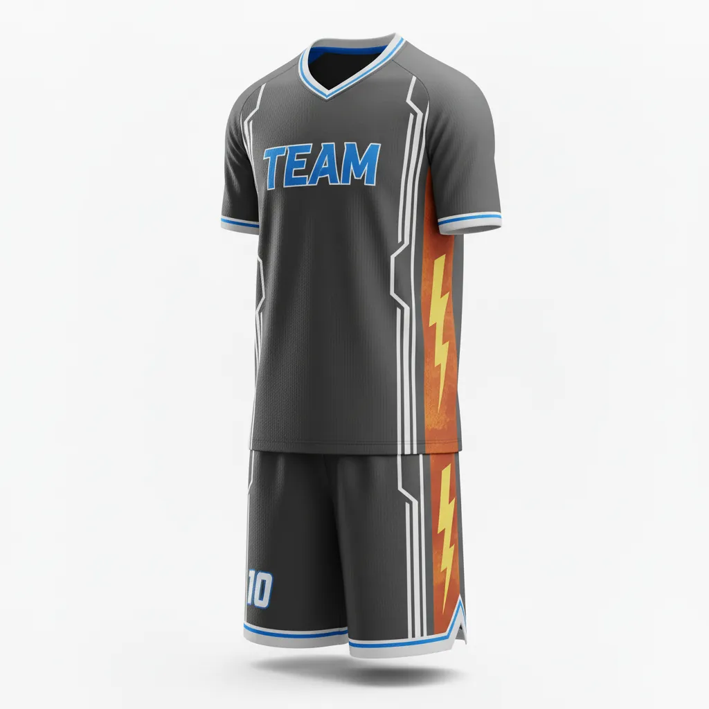 Custom Esports Full Esports Uniform - White, Blue - Uniform Set All Blacks Electric - Front View - HAMCO Sports Inc.