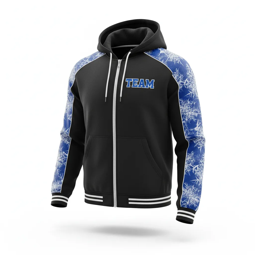 Custom Esports Full Zip Hoodie - Blue, White - Full Zip Hoodie All Blacks Royal - Front View - HAMCO Sports Inc.