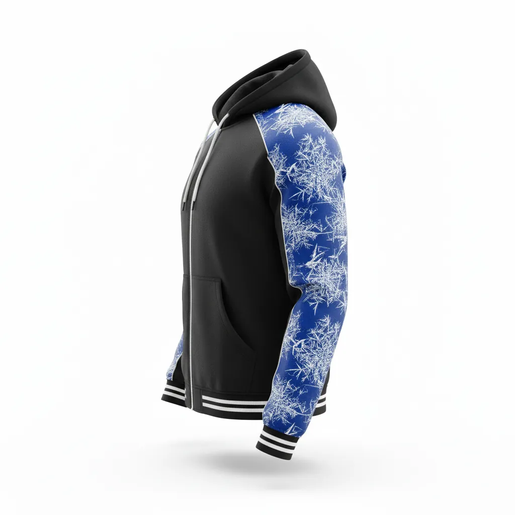 Custom Esports Full Zip Hoodie - Blue, White - Full Zip Hoodie All Blacks Royal - Side View - HAMCO Sports Inc.