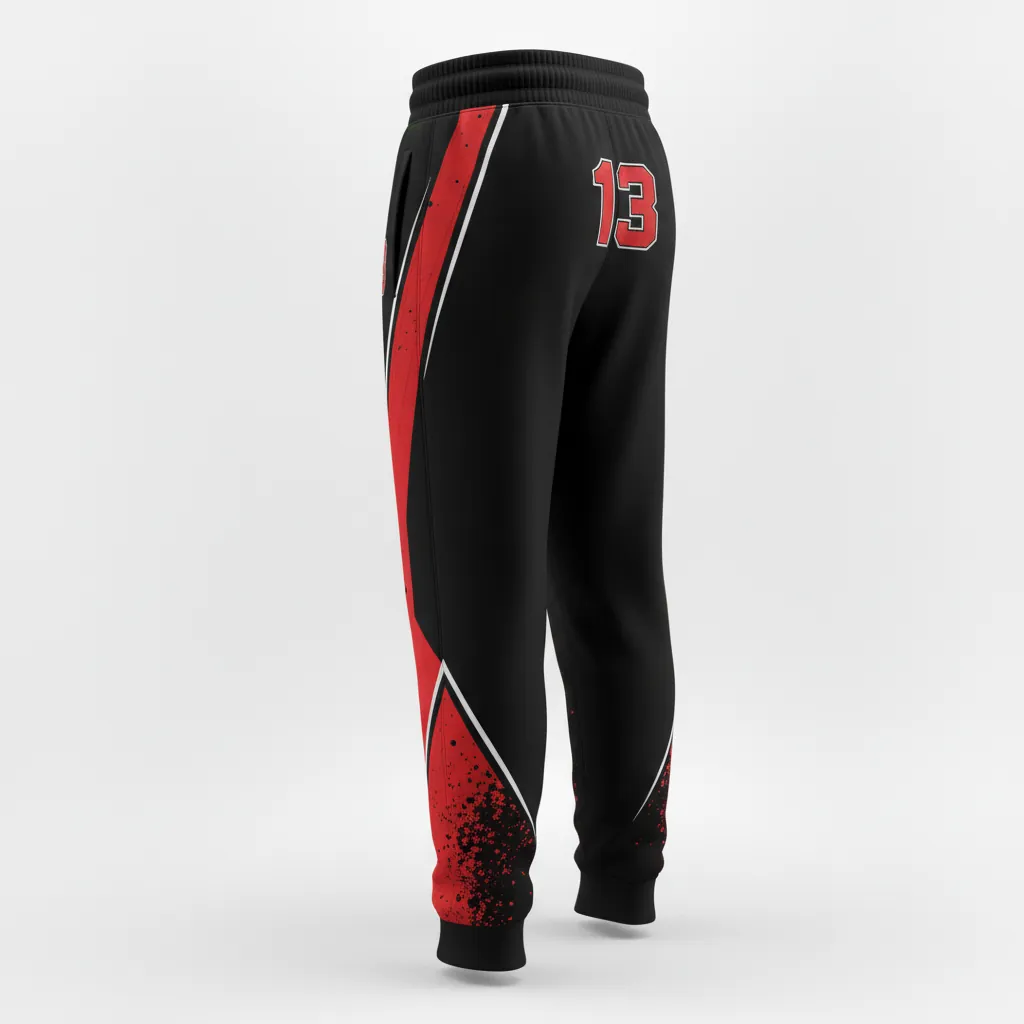 Custom Esports Jogger Pant - Red, White - Jogger Pants All Blacks Athletic - Back View - HAMCO Sports Inc.