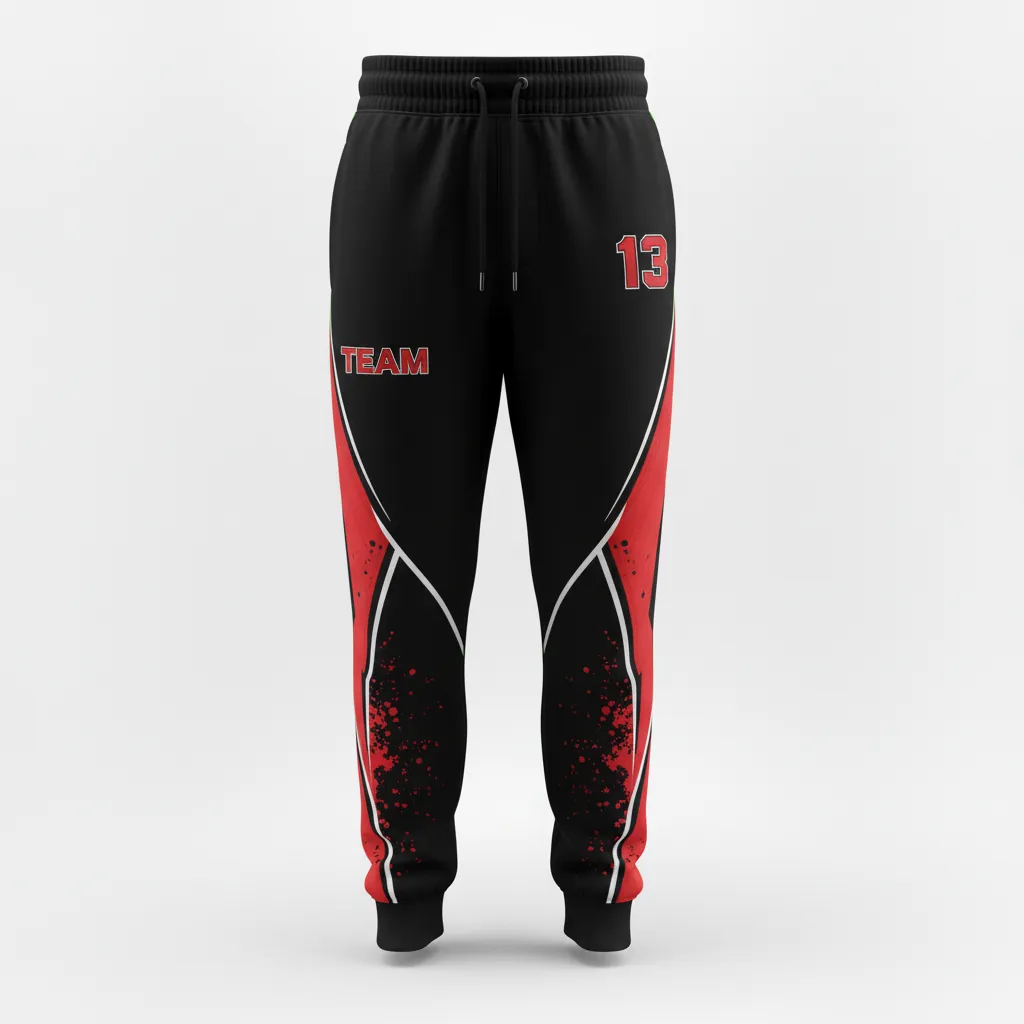 Custom Esports Jogger Pant - Red, White - Jogger Pants All Blacks Athletic - Front View - HAMCO Sports Inc.