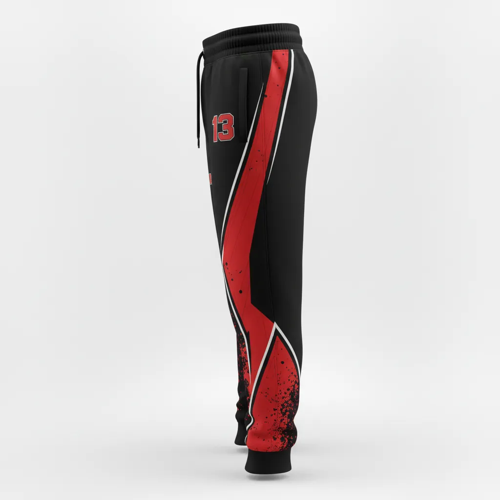 Custom Esports Jogger Pant - Red, White - Jogger Pants All Blacks Athletic - Side View - HAMCO Sports Inc.
