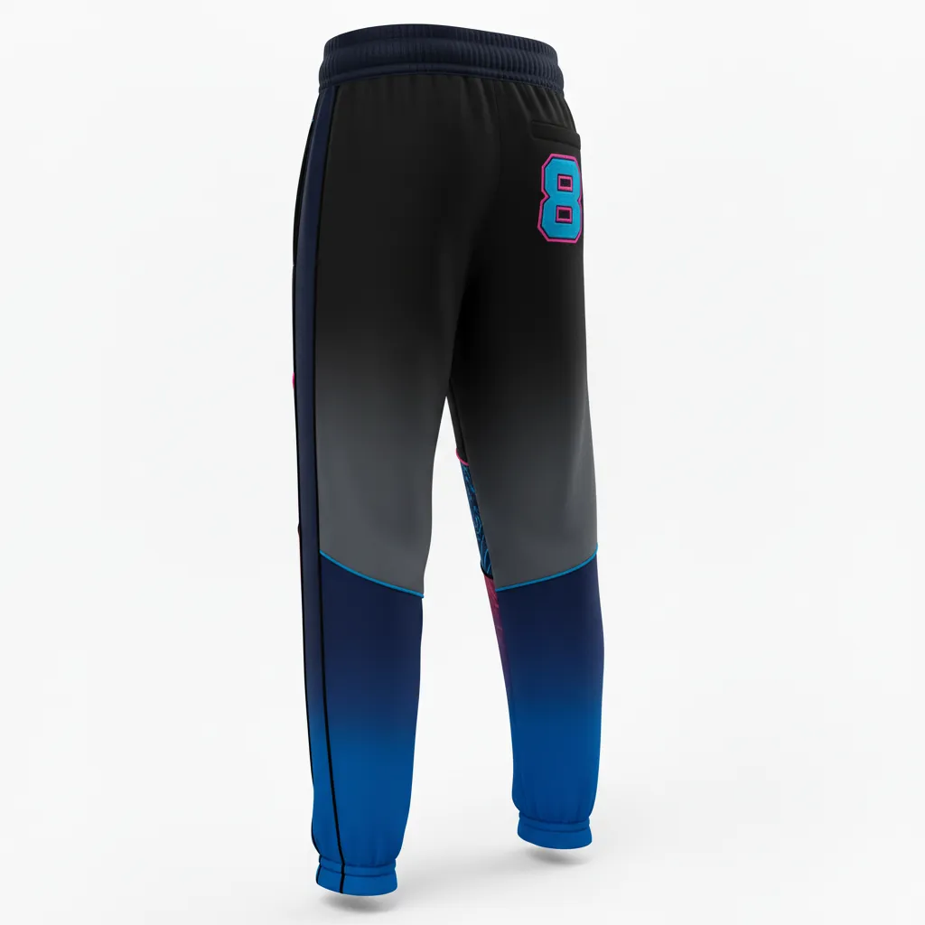 Custom Esports Jogger Pant - Blue - Jogger Pants All Blacks Electric Hot Pink - Back View - HAMCO Sports Inc.