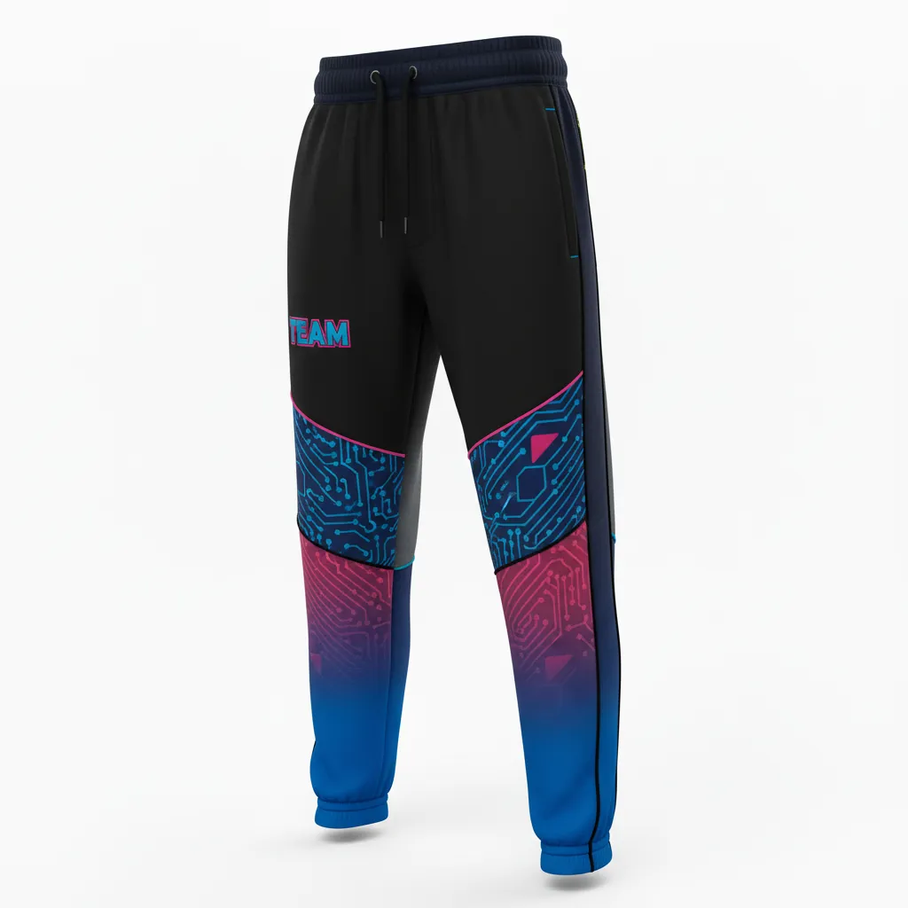 Custom Esports Jogger Pant - Blue - Jogger Pants All Blacks Electric Hot Pink - Front View - HAMCO Sports Inc.