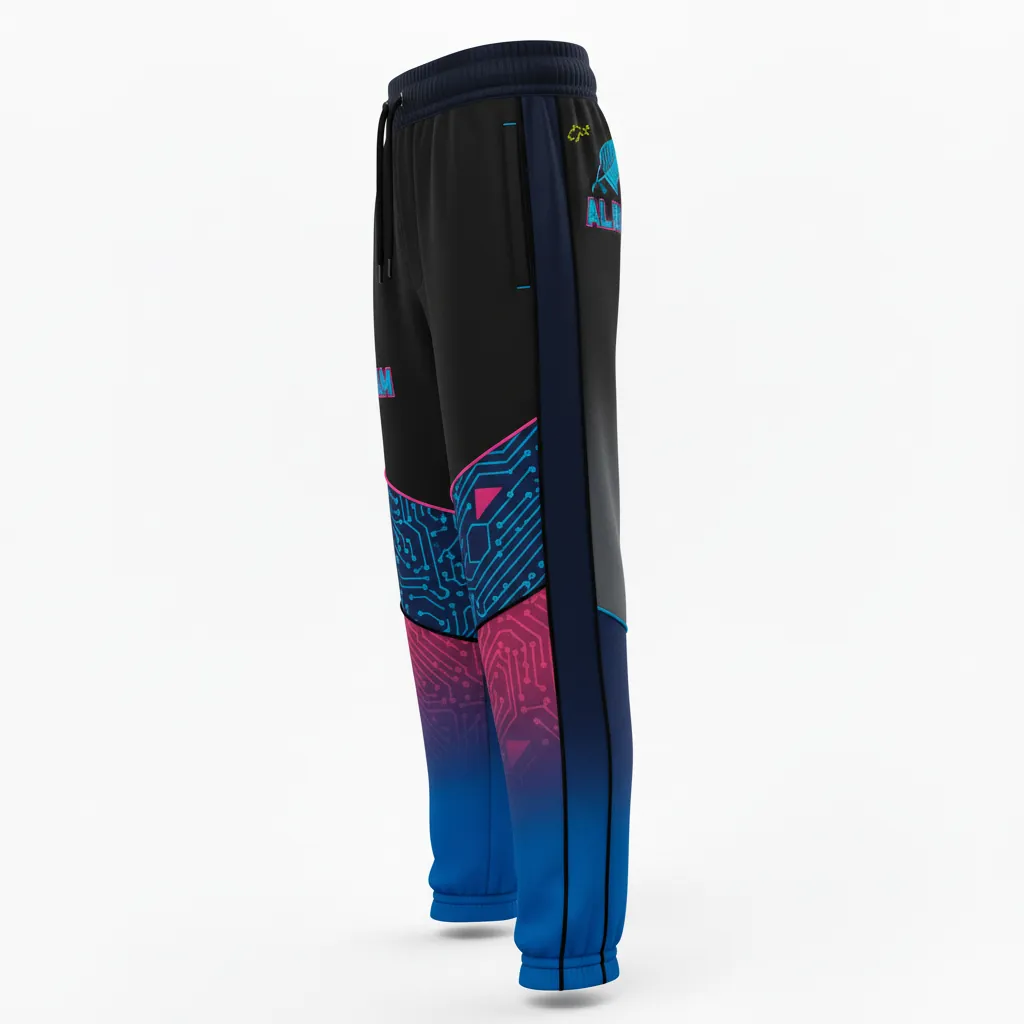 Custom Esports Jogger Pant - Blue - Jogger Pants All Blacks Electric Hot Pink - Side View - HAMCO Sports Inc.