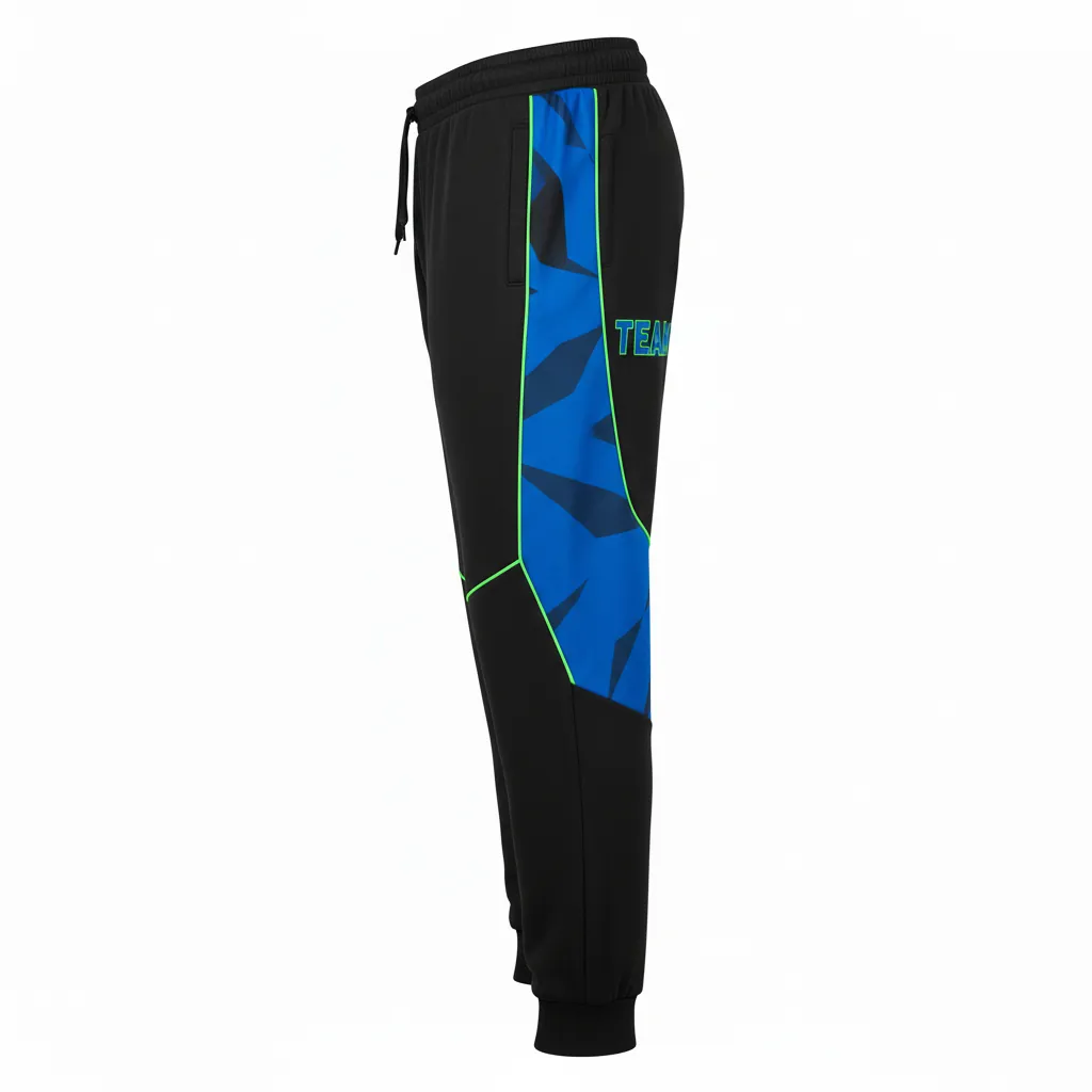 Custom Esports Jogger Pant - Blue, Green - Jogger Pants All Blacks Electric Neon - Side View - HAMCO Sports Inc.