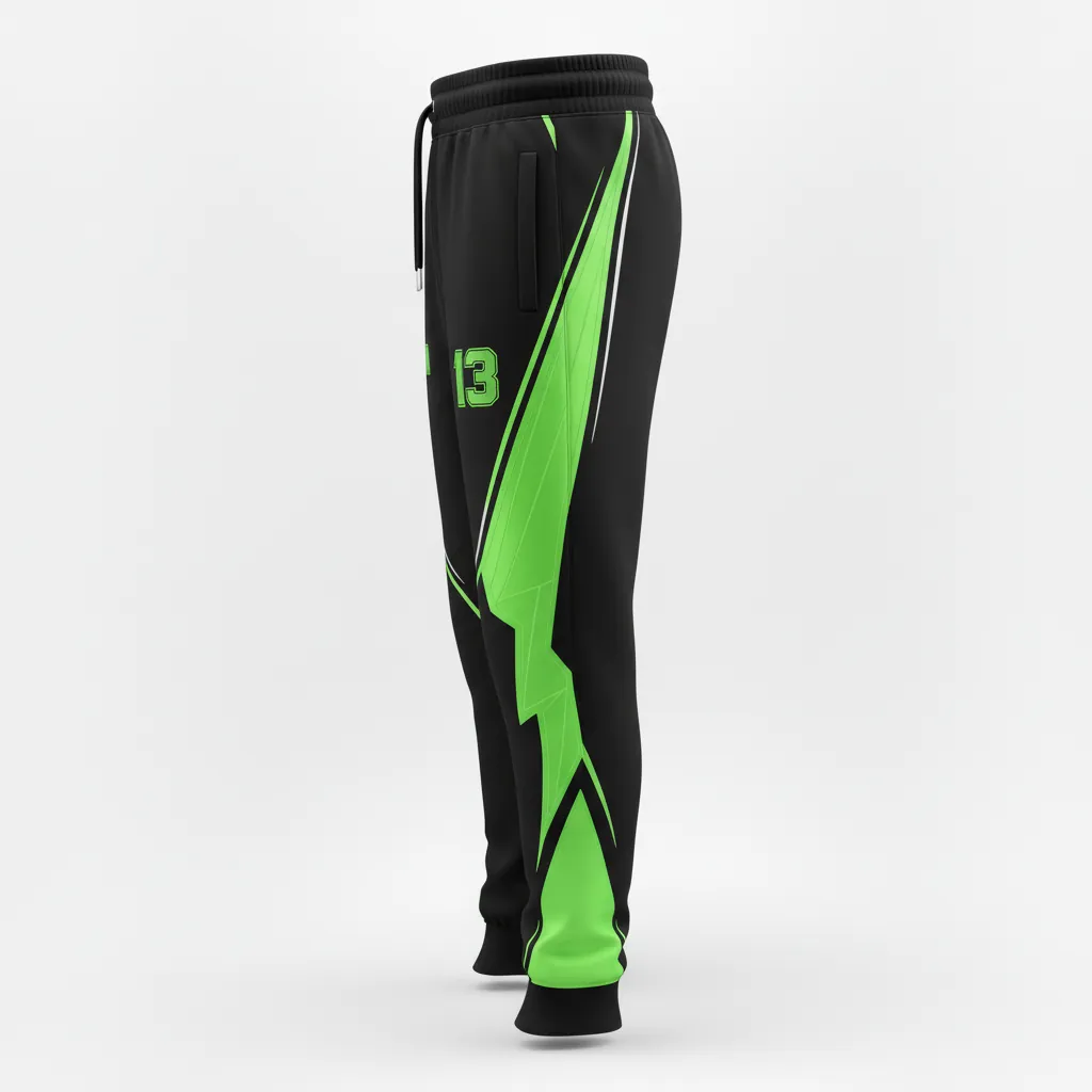 Custom Esports Jogger Pant - Yellow, White - Jogger Pants All Blacks Electric - Side View - HAMCO Sports Inc.