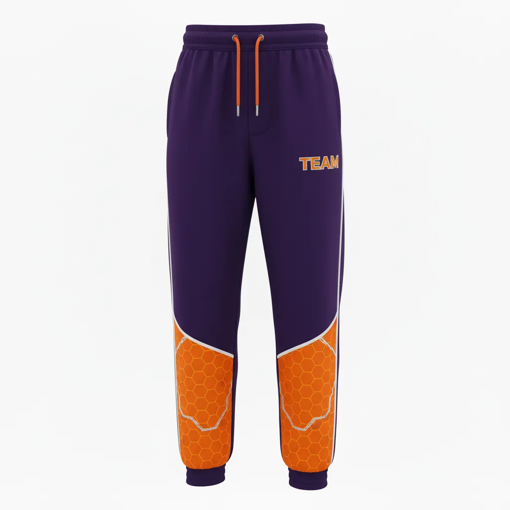 Custom Esports Jogger Pant - Orange, Silver - Jogger Pants All Blacks Flame - Front View - HAMCO Sports Inc.