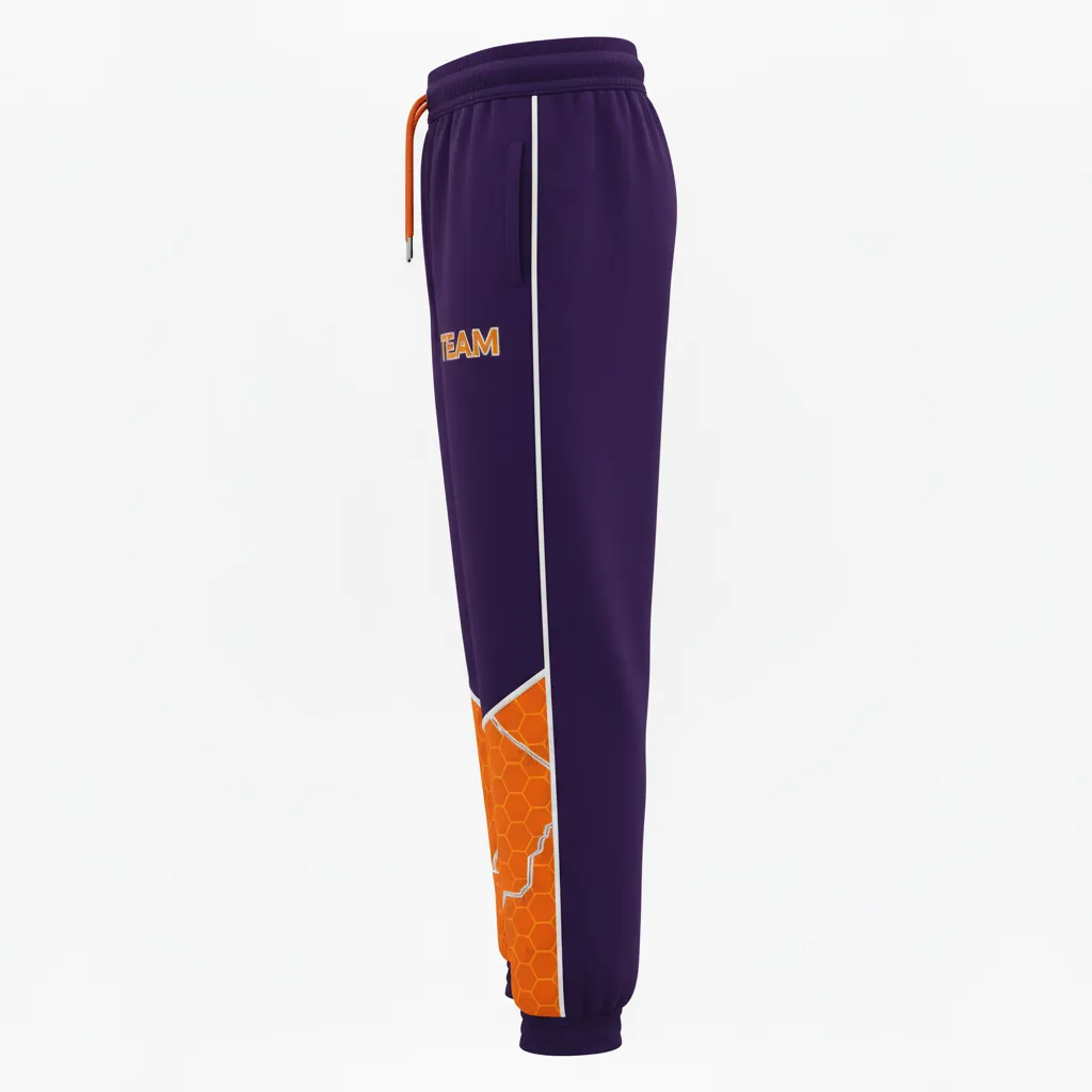 Custom Esports Jogger Pant - Orange, Silver - Jogger Pants All Blacks Flame - Side View - HAMCO Sports Inc.
