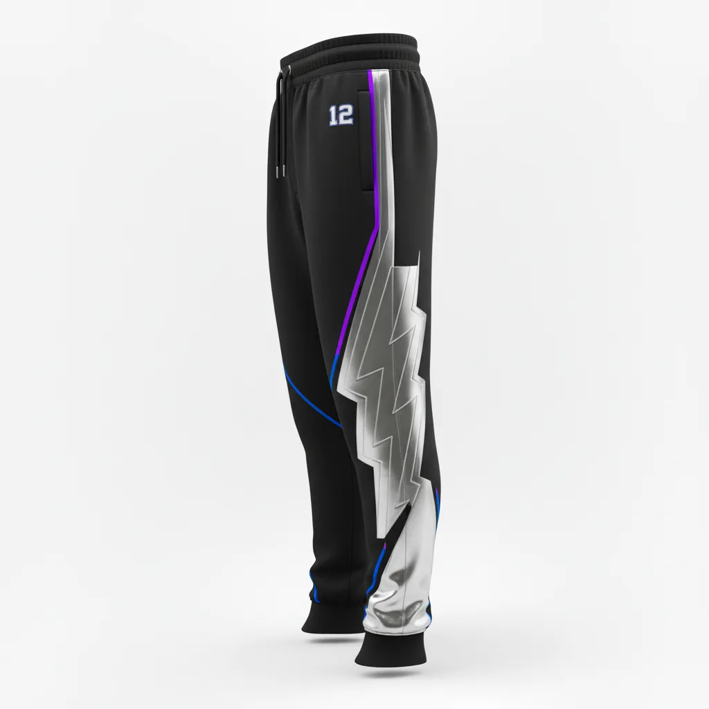 Custom Esports Jogger Pant - Silver, Purple - Jogger Pants All Blacks Cyber - Back View - HAMCO Sports Inc.