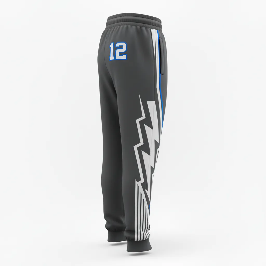 Custom Esports Jogger Pant - White, Blue - Jogger Pants All Blacks Electric - Back View - HAMCO Sports Inc.