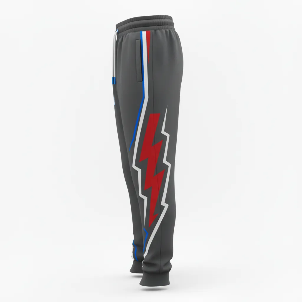 Custom Esports Jogger Pant - White, Blue - Jogger Pants All Blacks Electric - Side View - HAMCO Sports Inc.