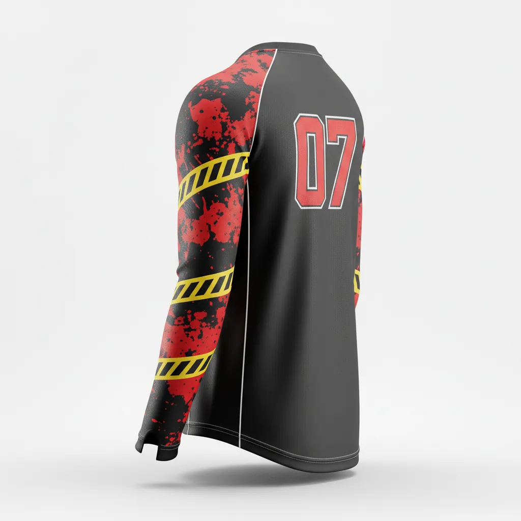 Custom Esports Long Sleeve Esports Jersey - Red, White - Ls Jersey All Blacks Athletic - Back View - HAMCO Sports Inc.