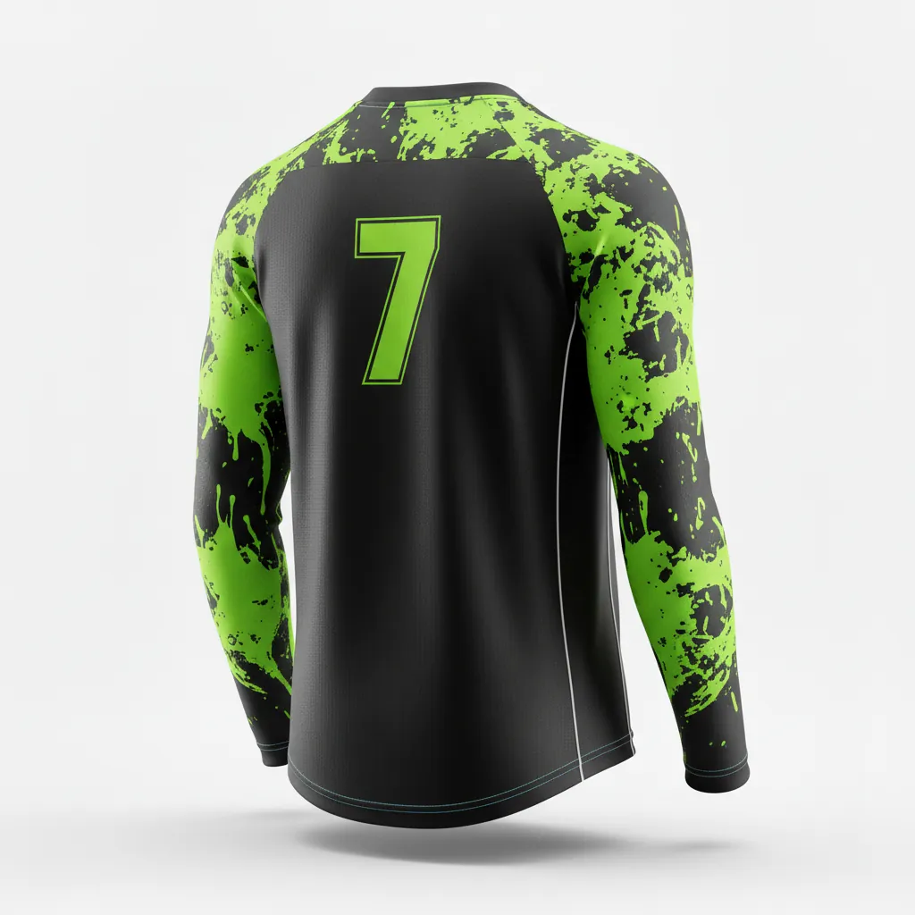 Custom Esports Long Sleeve Esports Jersey - Green, White - Ls Jersey All Blacks Neon - Back View - HAMCO Sports Inc.