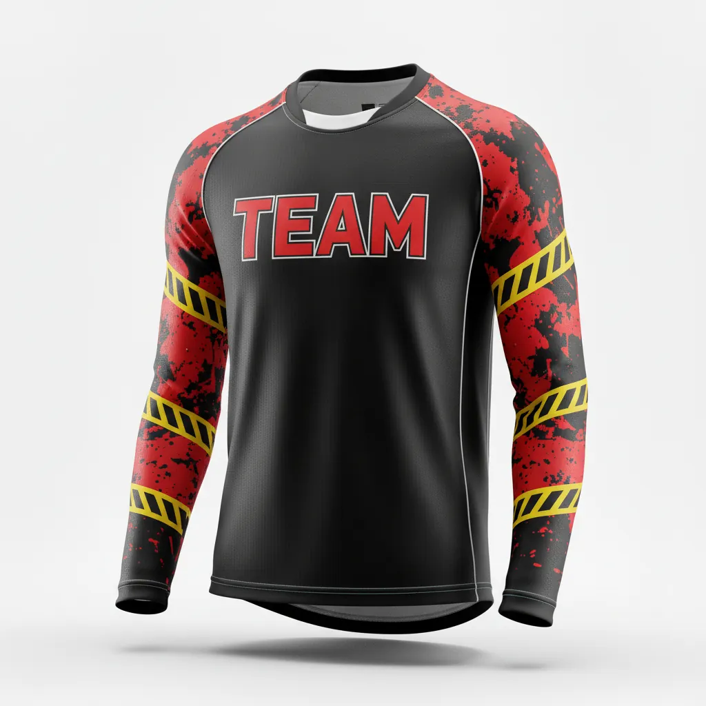 Custom Esports Long Sleeve T Shirts - Red, White - Ls All Blacks Athletic - Front View - Hamco Sports Inc.