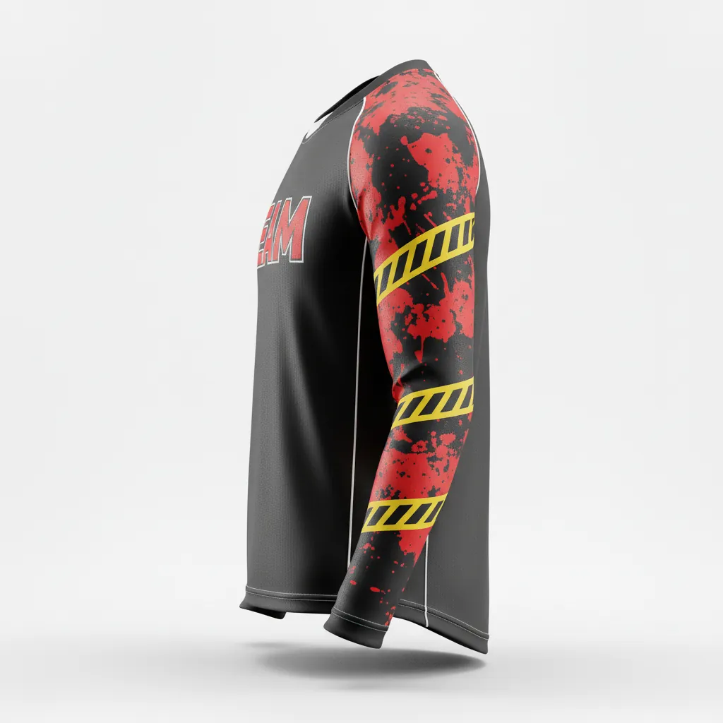 Custom Esports Long Sleeve T Shirts - Red, White - Ls All Blacks Athletic - Side View - Hamco Sports Inc.
