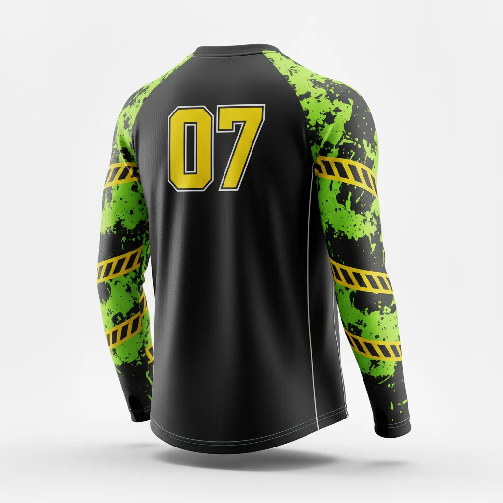 Custom Esports Long Sleeve T Shirts - Yellow, White - Ls All Blacks Electric - Back View - Hamco Sports Inc.