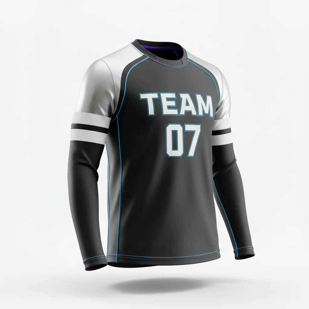 Custom Esports Long Sleeve T Shirts - Silver, Purple - Ls All Blacks Cyber - Front View - Hamco Sports Inc.