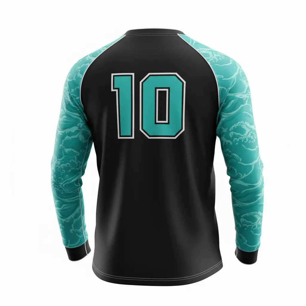 Custom Esports Long Sleeve T Shirts - Teal, White - Ls All Blacks - Back View - Hamco Sports Inc.