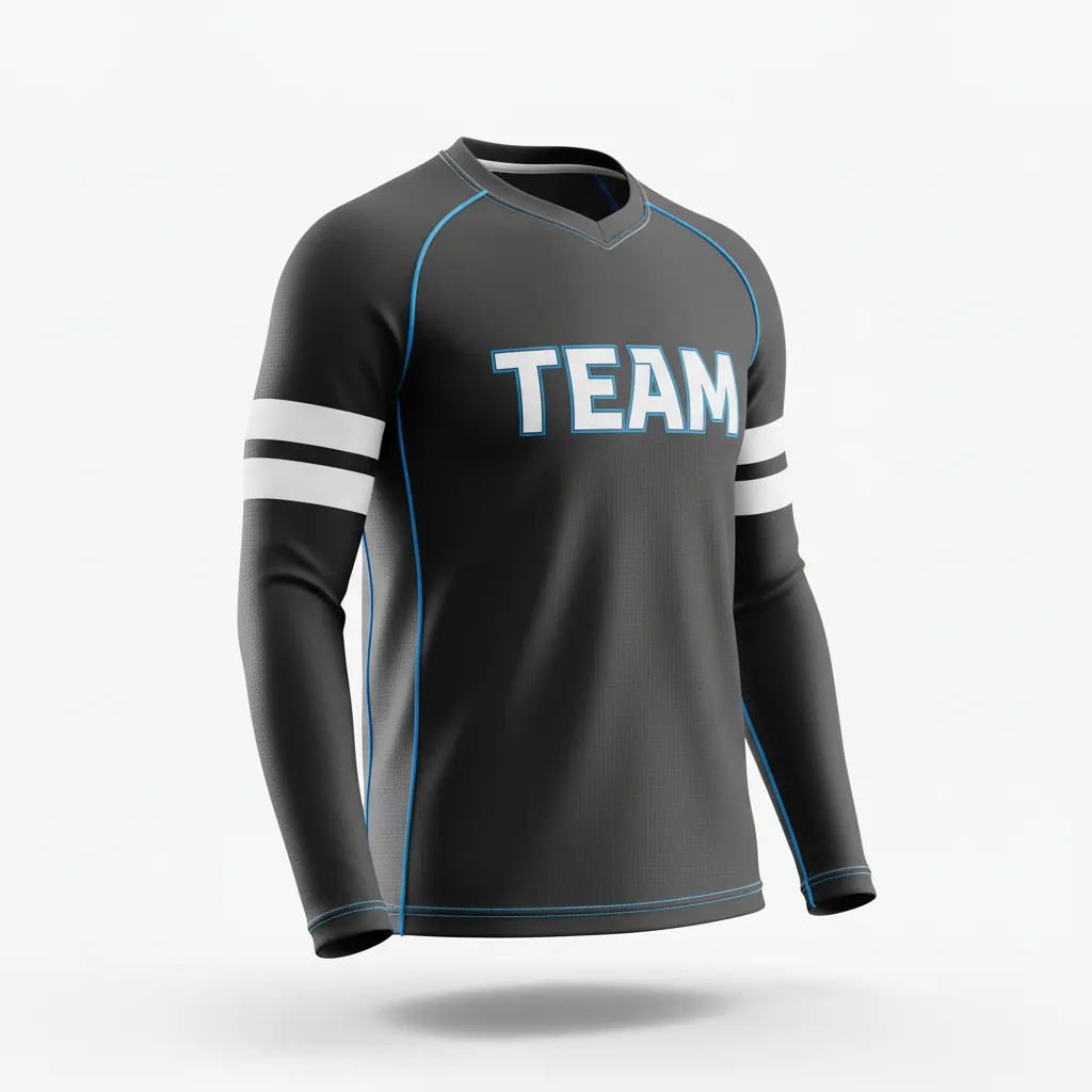 Custom Esports Long Sleeve T Shirts - White, Blue - Ls All Blacks Electric - Front View - Hamco Sports Inc.