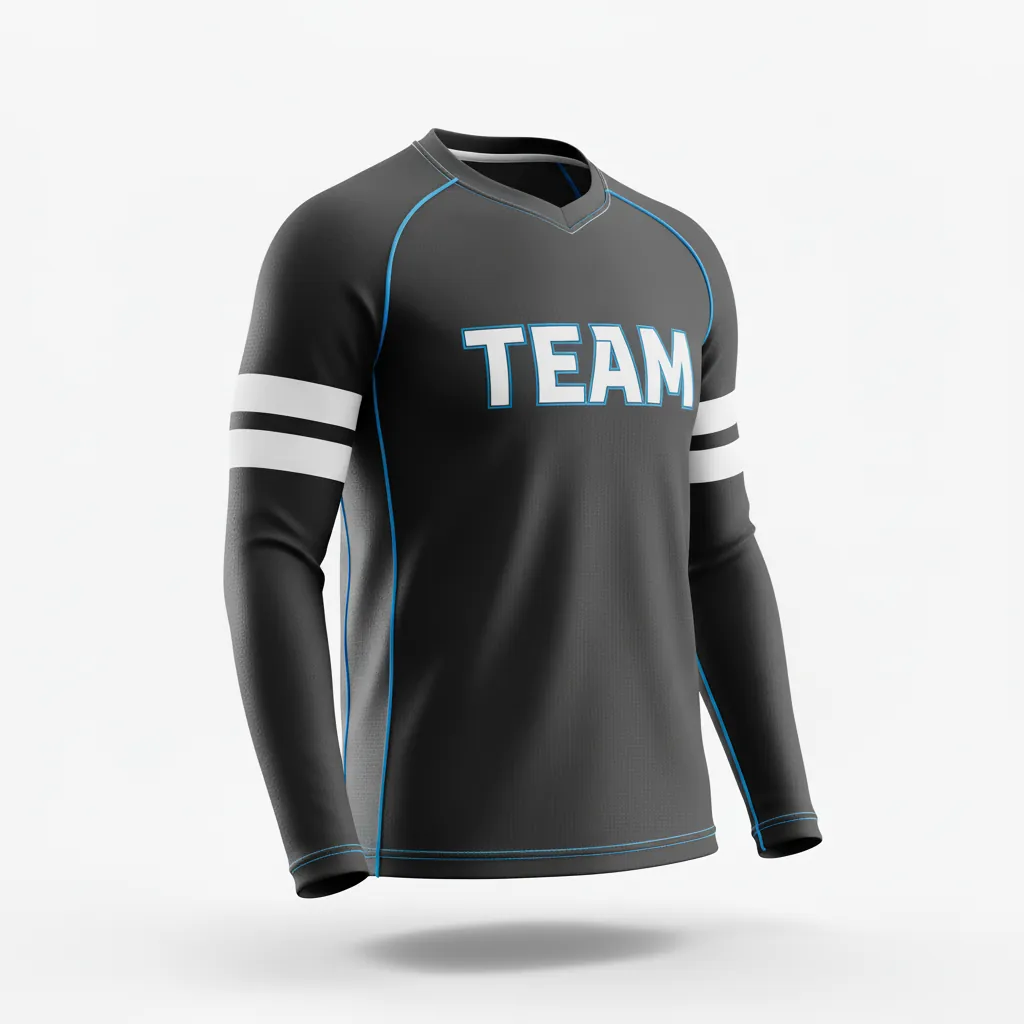 Custom Esports Long Sleeve T Shirts - White, Blue - Ls All Blacks Electric - Side View - Hamco Sports Inc.