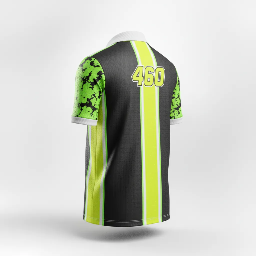 Custom Esports Polo Shirt - Yellow, White - Polo All Blacks Electric - Back View - HAMCO Sports Inc.