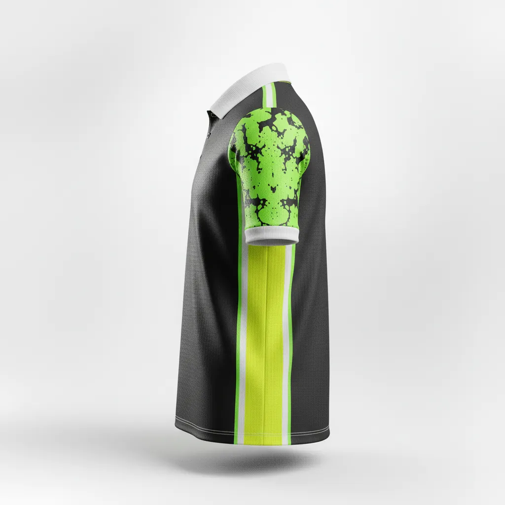 Custom Esports Polo Shirt - Yellow, White - Polo All Blacks Electric - Side View - HAMCO Sports Inc.