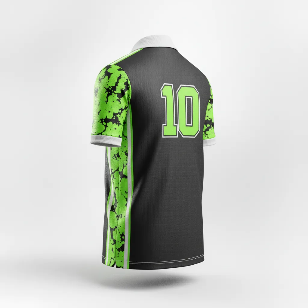 Custom Esports Polo Shirt - Green, White - Polo All Blacks Neon - Back View - HAMCO Sports Inc.